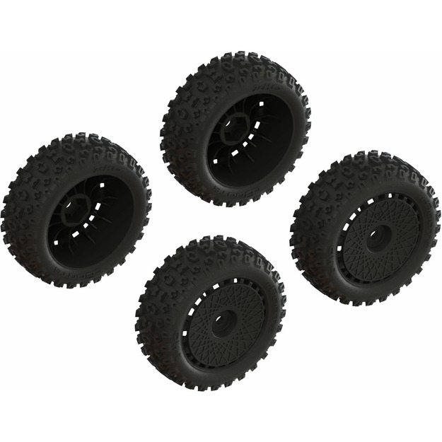 ARRMA DBoots Fortress Tire Set (Black) - 2 Pairs Pre-Glued For RC Cars, Multi-Surface Grip - View #2
